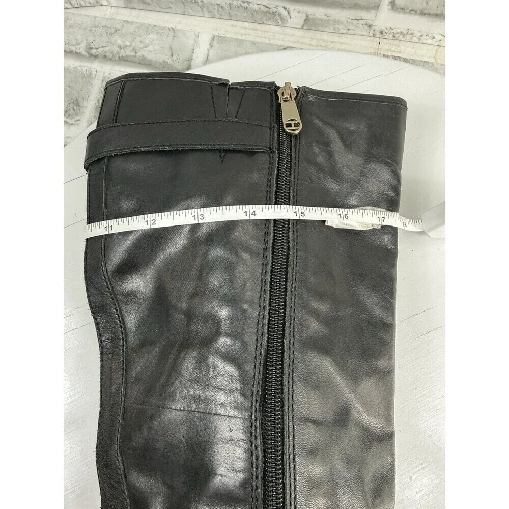 Tommy Hilfiger TWDEXTER Women’s Size 10 Black Leather Knee High Riding Boots